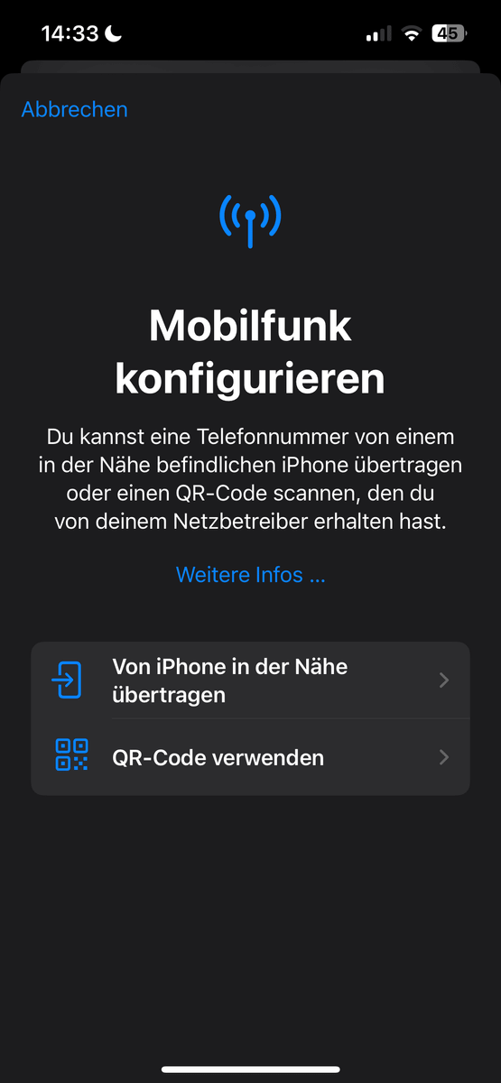 eSIM konfigurieren