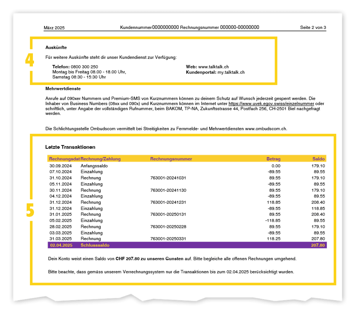 Rechnung TalkTalk