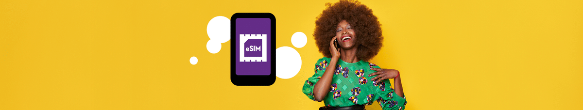 eSIM Icon auf gelbem Hintergrund