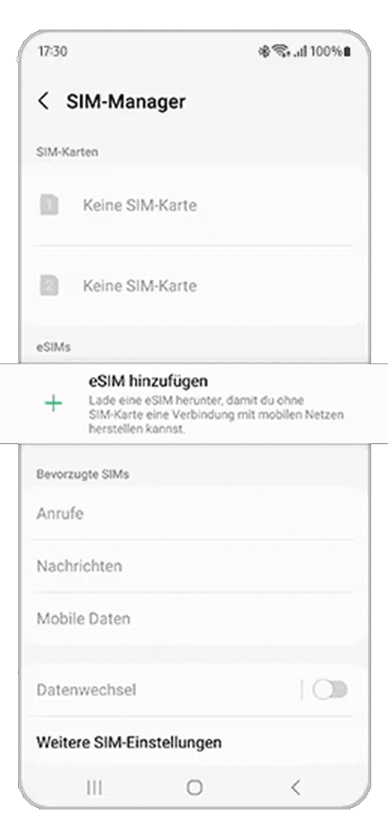eSIM konfigurieren Android